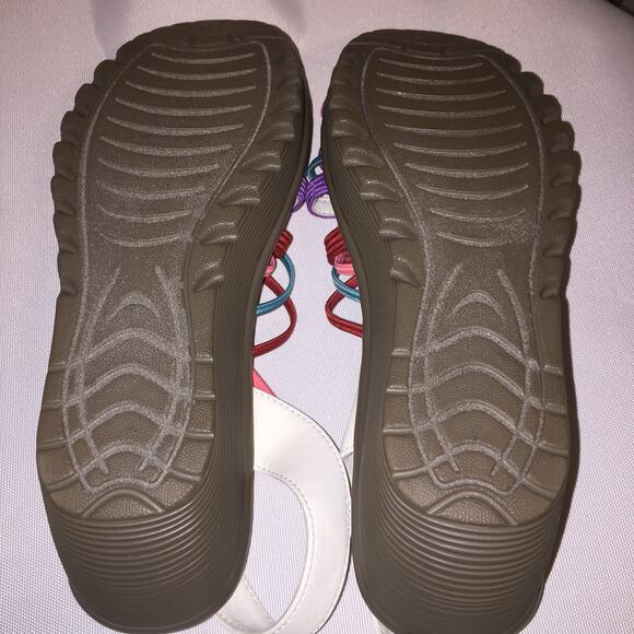 Skechers Sandals Women Parallel Crossed Wires Strappy Multicolor Wedge Heel READ - Picture 6 of 10